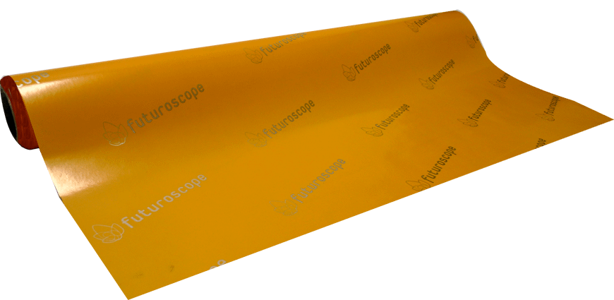 Papier cadeaux couché 80grs. Impression aplat en hélio 100_. Impression logo en semi 1 couleur flexo 5_